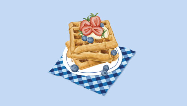 ilustrasi waffle dengan strawberry